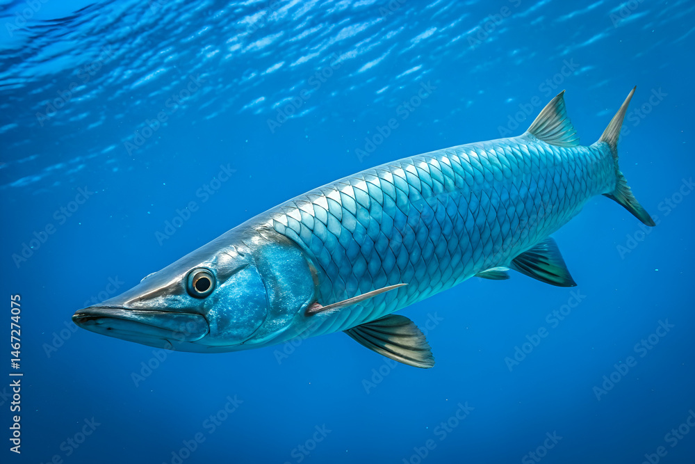 Fototapeta premium Gar on blue background