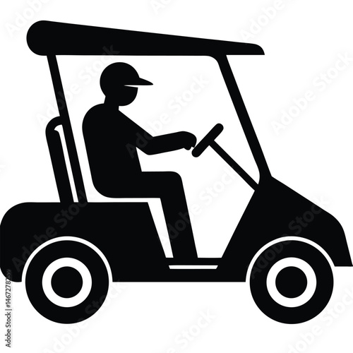 Golf Cart Rider A Simple Black and White Illustration