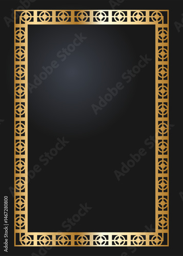 Elegant rectangular golden frame. Festive design. Gold border. Frames vector