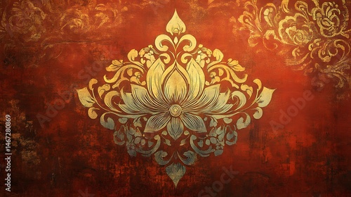 65. Traditional Indian restaurant sign with ornate patterns