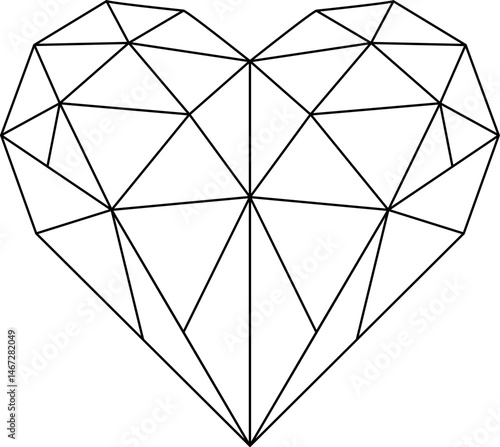 polygon heart shape, geometric triangle love symbol