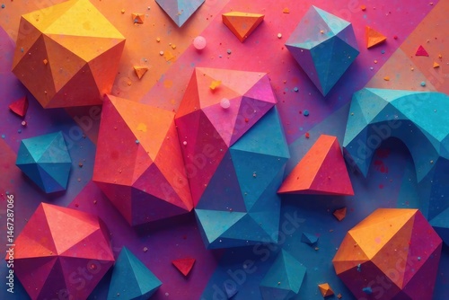 Abstract geometric shapes repeat in vibrant colors , digital, abstract, decoration