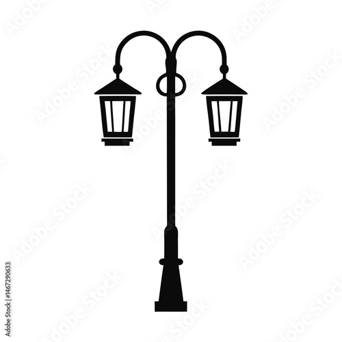 Vintage Street Lamp Logo Vector Design.