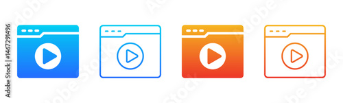 Video icon sheet multiple style collection