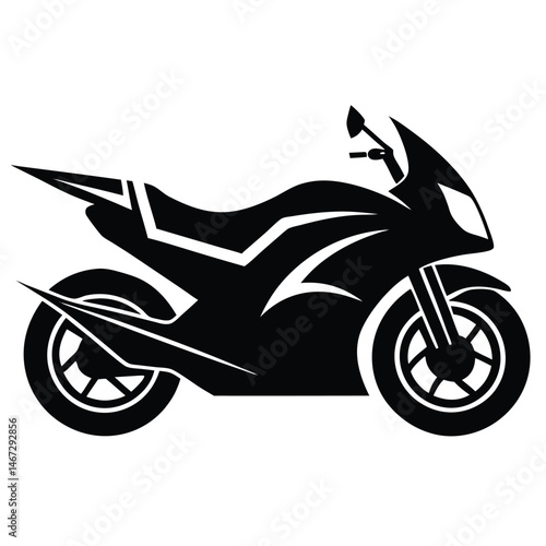Powerful Sportbike Silhouette Black and White Motorcycle Design