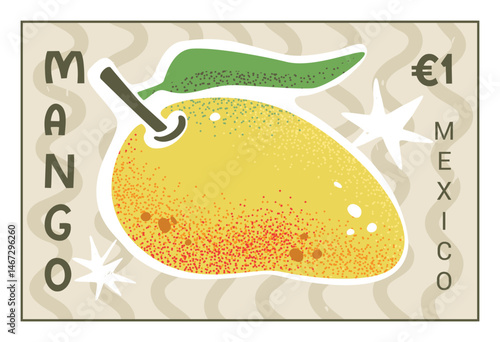Mango Exotic Fruit Postage Stamp Template