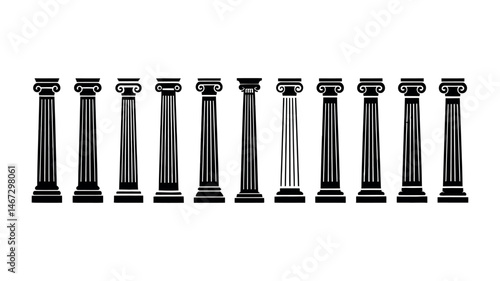 Ancient Greek Roman Column Capital Architecture Icon Set