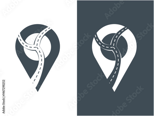 vector illustration of logo maps road