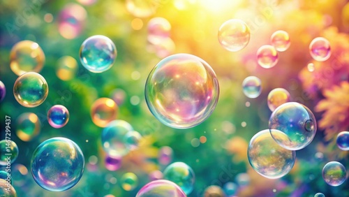 Wallpaper Mural Colorful soap bubbles floating gently in a whimsical background with pastel hues and soft focus effect , bubble decoration, whimsical design Torontodigital.ca
