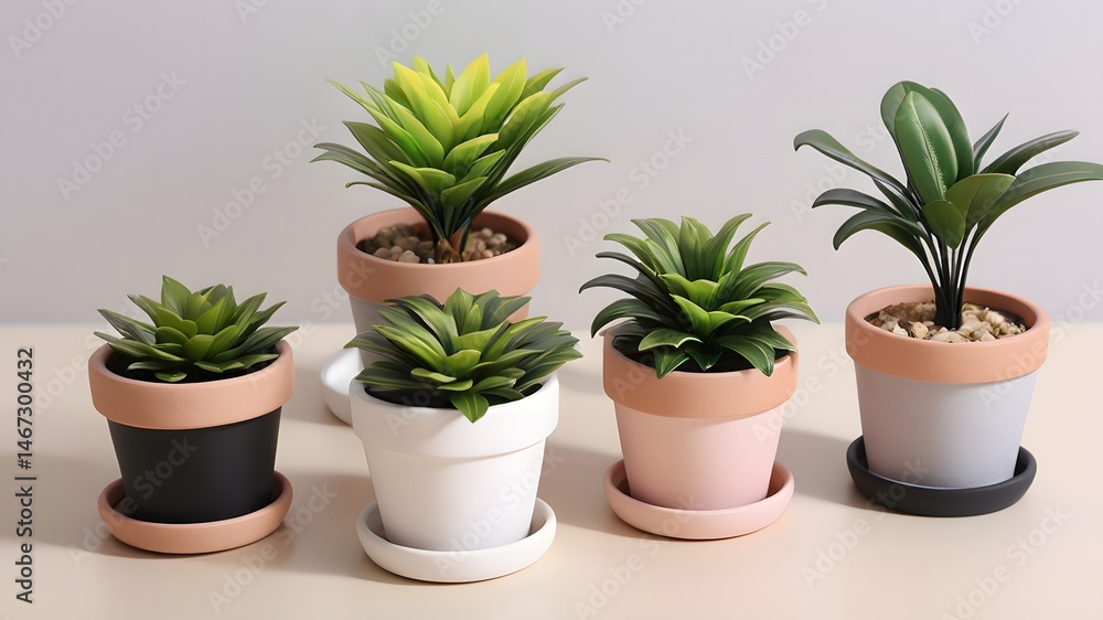 Five Artificial Succulents in Pastel Pots Home Decor Plants Five Artificial Succulents in Pastel Pots Home Decor Plants