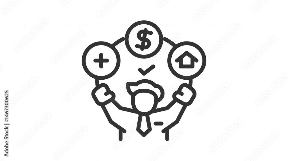 Animated welfare icon. Perfect for employee, business, team, company, job, teamwork, career, professional, corporate, manager, staff, office, partnership, management, businessman and development Animated welfare icon. Perfect for employee, business, team, company, job, teamwork, career, professional, corporate, manager, staff, office, partnership, management, businessman and development