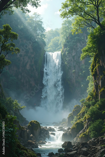 waterfall in the mountains