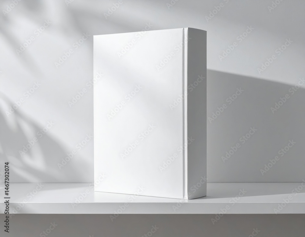 Blank White Hardcover Book Mockup On White Shelf Blank White Hardcover Book Mockup On White Shelf