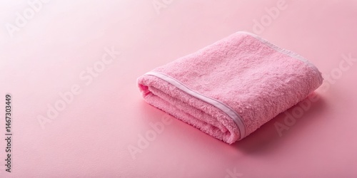 Soft Pink Towel on Pink Surface, pastel hue, soft pink color
