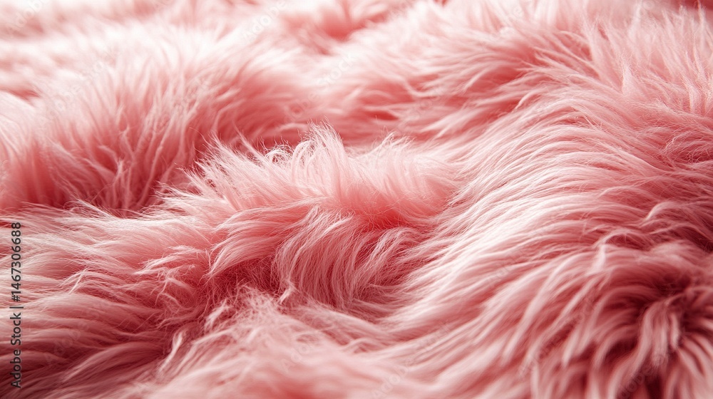 Full-frame shot of luxurious neon pink furry fabric, ideal for fashion or interior design  
