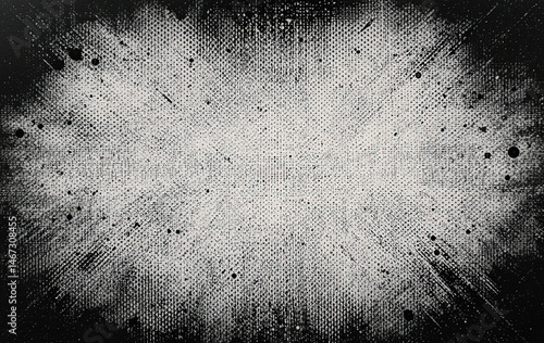 halftone grunge monochrome background with black-to-light gradient - retro dot texture for edgy urban designs and punk aesthetic
