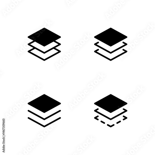 Layer icon set. Three layer icon. Icon set.