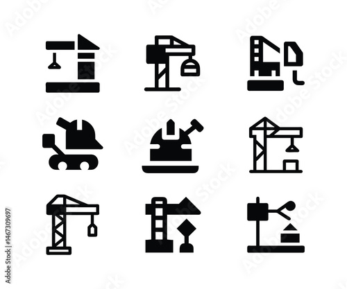 Set of vector construction icons on white background, 
