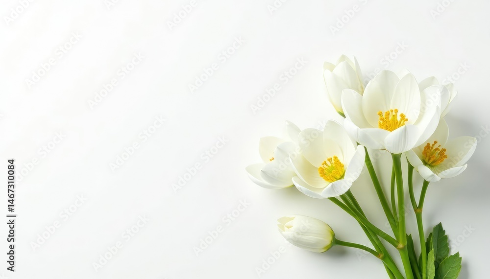 Obraz premium A bunch of white flowers on a clean white background , soft, light, delicate
