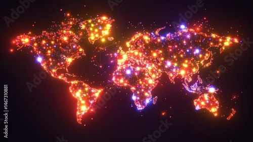 Global luminescence world illuminated earth radiant glow geopolitical sphere cosmic network modern visualization technological planet