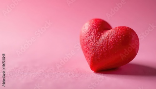 Close-up of a single, red heart-shaped Valentine's Day candy , festive treat, texture, red