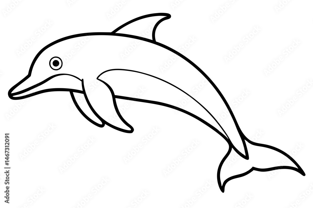 Obraz premium Simple Dolphin Sketch Vector