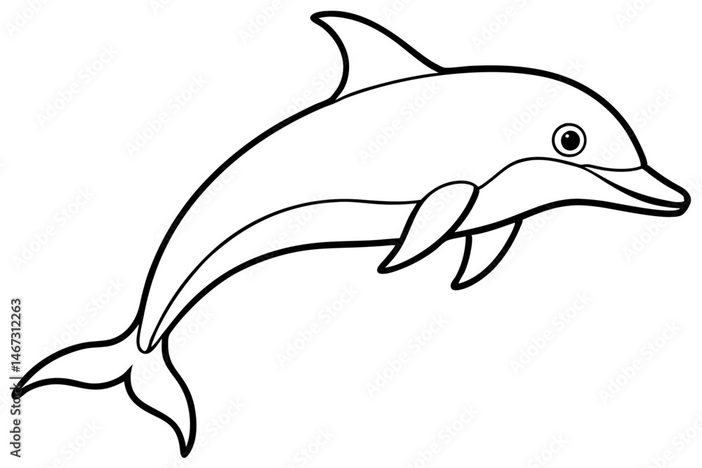Fototapeta premium Simple Dolphin Sketch Vector