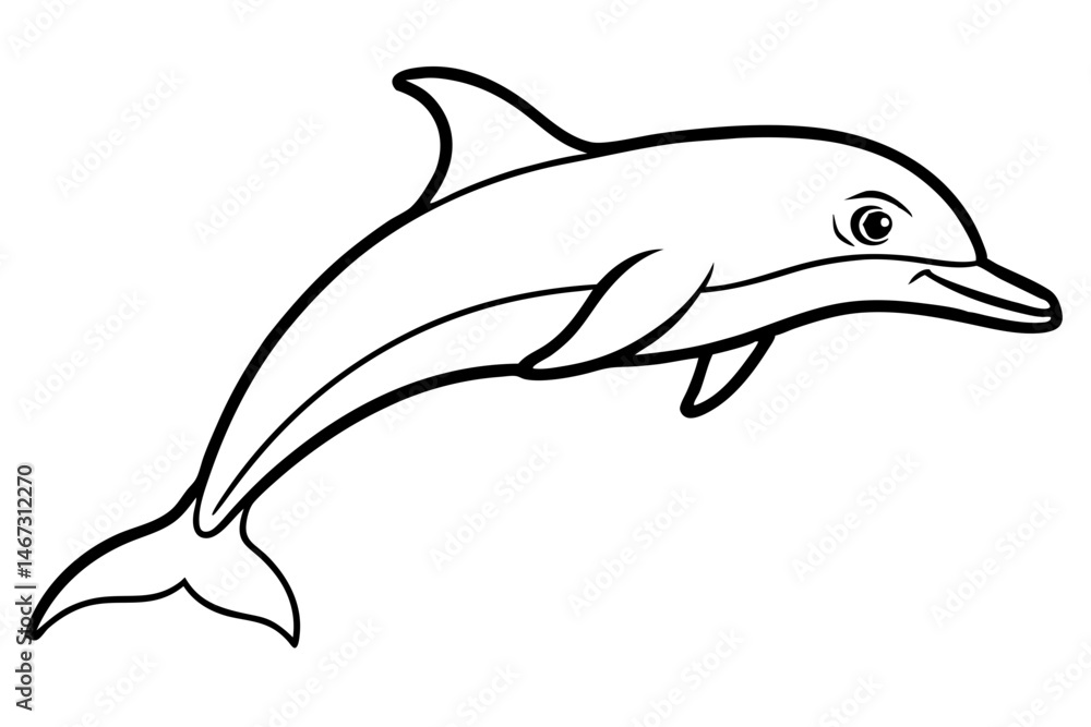 Obraz premium Simple Dolphin Sketch Vector