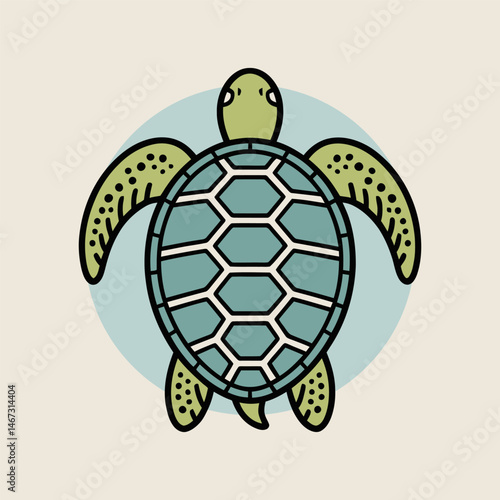 Cute Sea Turtle Illustration with Simple Style