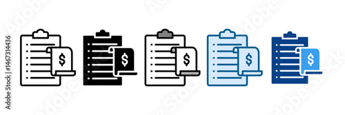 Expense Report Icon Set Multiple Style Collection