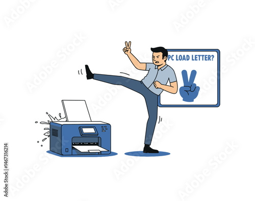 Print guy in frustration with printer