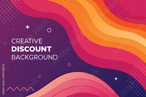 Design a vibrant discount background featuring bold, contrasting gradients and creative typography.  The design should be visually striking and modern.