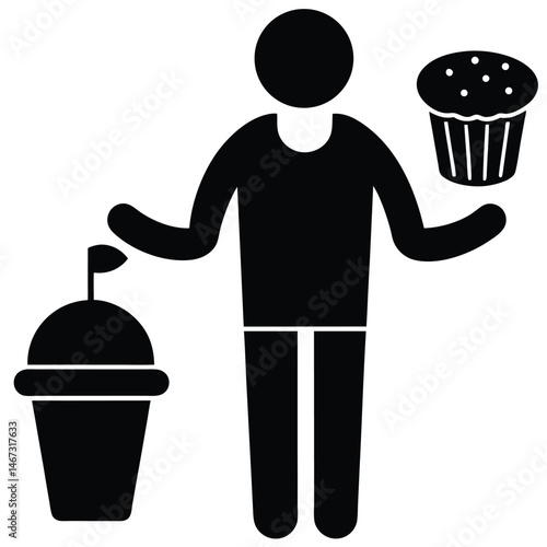 Person Choosing Between Healthy Smoothie and Unhealthy Muffin A Health Decision