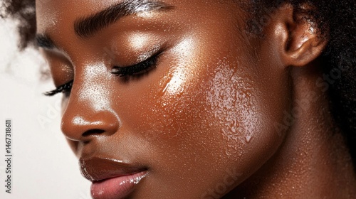 Wallpaper Mural A close-up of smooth, hydrated skin with a drop of serum glistening, highlighting skincare benefits Torontodigital.ca