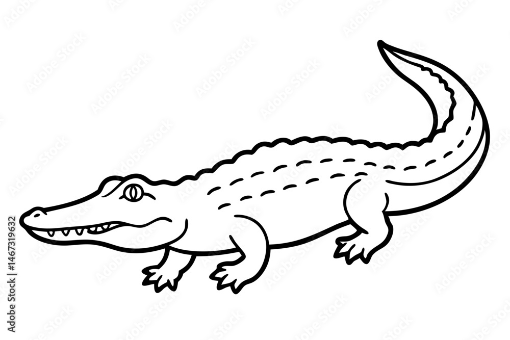 Fototapeta premium Wild Crocodile Vector Sketch