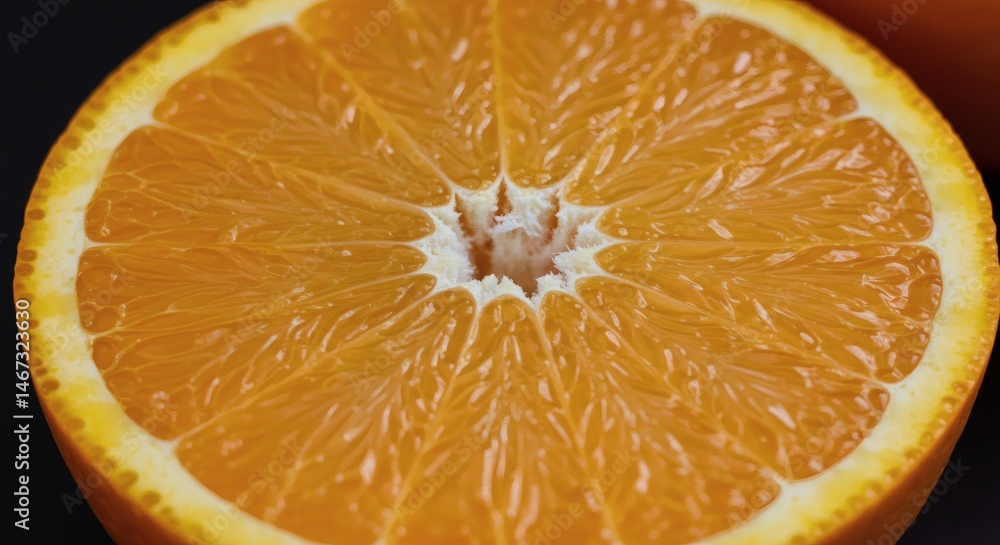 Examining Close-up of Orange Slice for Freshness and Juicy Texture Examining Close-up of Orange Slice for Freshness and Juicy Texture
