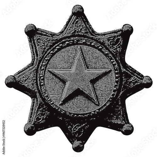 wild west sheriff badge. western vintage halftone grunge vector design element