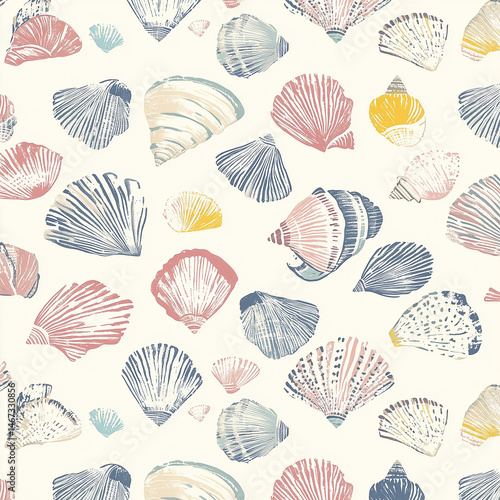 sea shells seamless pattern
