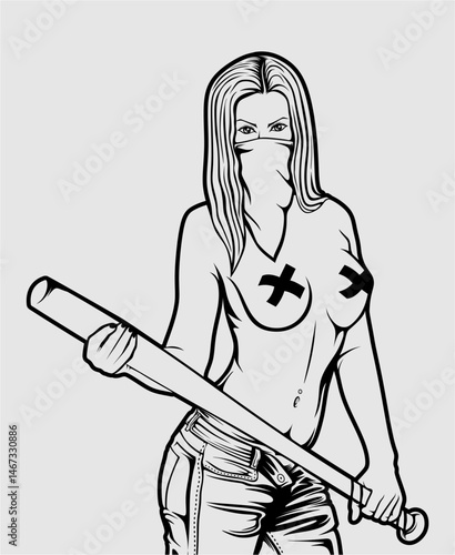beautiful girl in action illustration