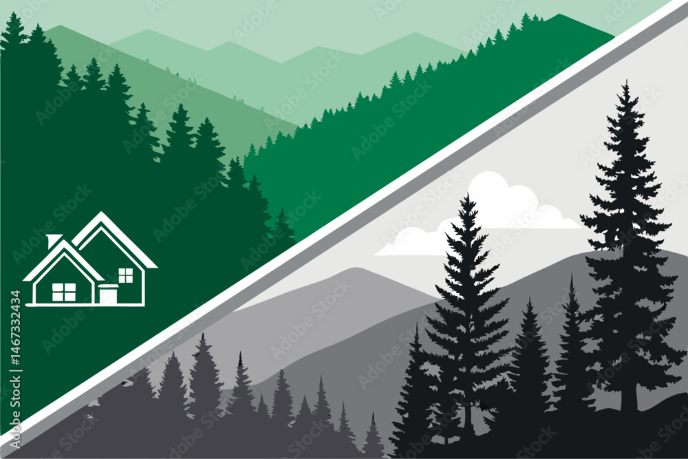 Fototapeta premium Design a vibrant real estate pamphlet vector background featuring bold geometric shapes and modern typography. Include space for property images and key details.