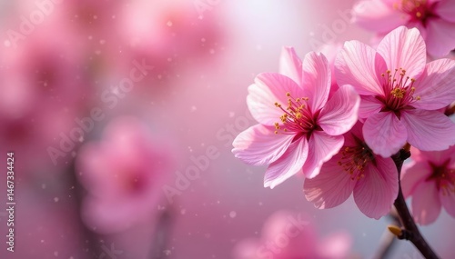 Wallpaper Mural Vibrant sakura, full bloom, overlapping petals, repeating motif, red, blossom, bright Torontodigital.ca