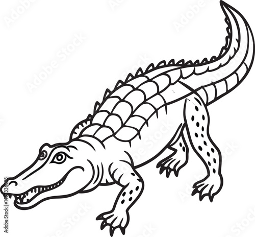 hand drawn crocodile outline