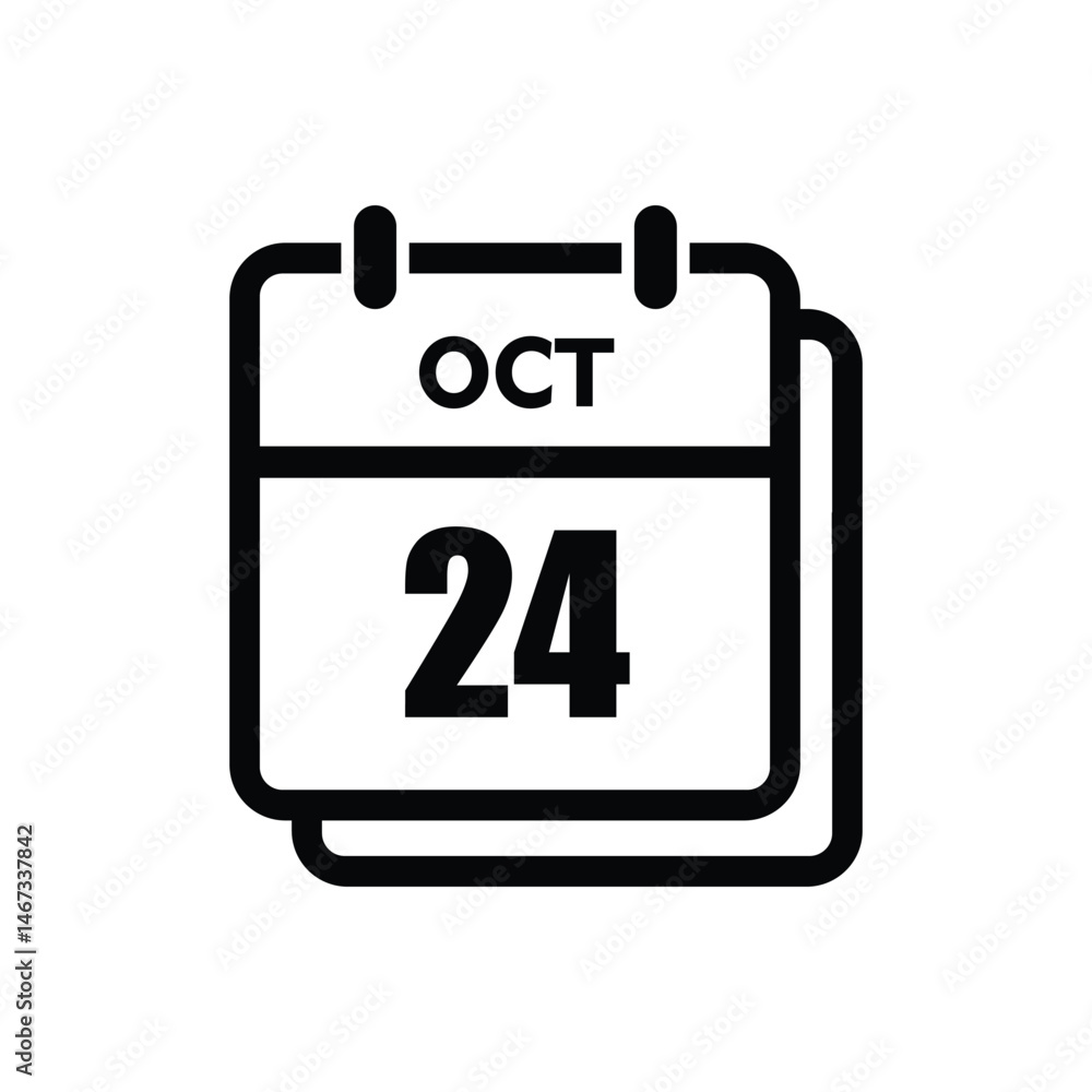calender icon, 24 october icon with white background calender icon, 24 october icon with white background