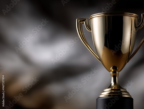 Golden trophy on a dark background