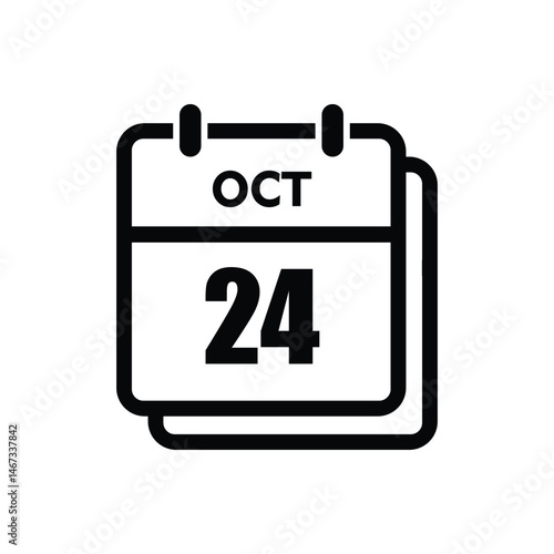 calender icon, 24 october icon with white background