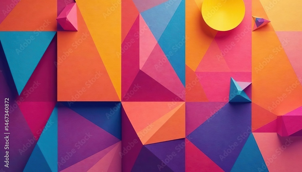 Simple geometric shapes repeat in a vibrant color scheme , background, decor, structure Simple geometric shapes repeat in a vibrant color scheme , background, decor, structure