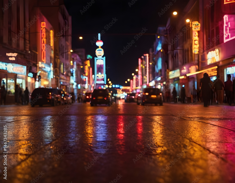 Blurred neon lights background. Neon city lights in bokeh style. Futuristic backdrop, night view of blurred city wallpaper. abstract lighted city, urban city Blurred neon lights background. Neon city lights in bokeh style. Futuristic backdrop, night view of blurred city wallpaper. abstract lighted city, urban city