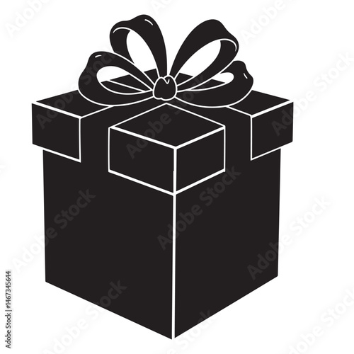 Flat Black Vector Silhouette of an Islamic Gift Box, Representing Islamic Tradition and Gift-Giving Culture, Simple Design on White Background