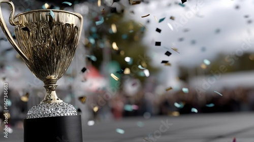 Obraz na płótnie Gold trophy amidst confetti at a celebratory event w salonie
