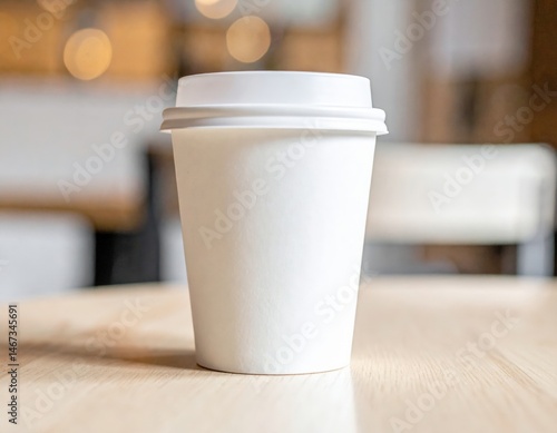 Wallpaper Mural White Paper Coffee Cup On Wooden Table Torontodigital.ca
